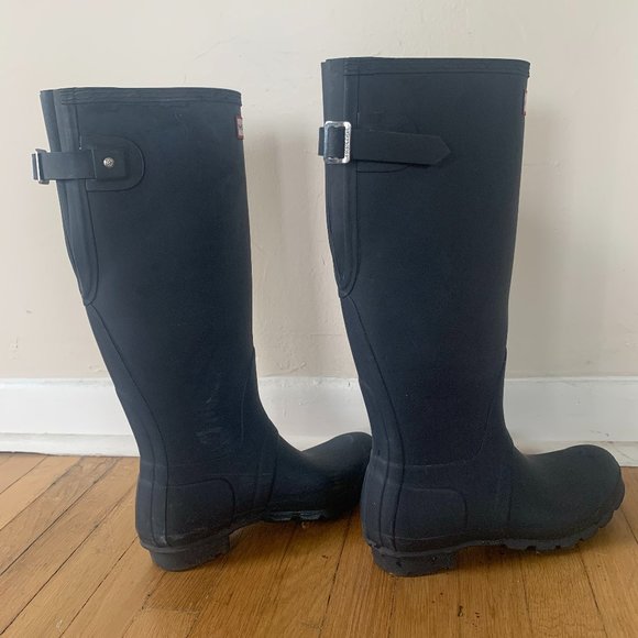 Tall Navy Hunter Wellington Boots 6M/7F - Picture 5 of 11
